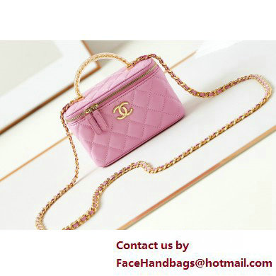 Chanel Lambskin, Resin & Gold-Tone Metal Clutch with Chain Bag AP3820 Dark Pink 2025